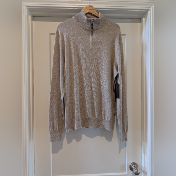 NEW Christian LaCroix Men's Beige Sweater Pullover Quarter Zip NWT - Picture 1 of 9